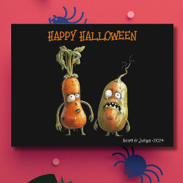Zombie veggie black Halloween Vykort