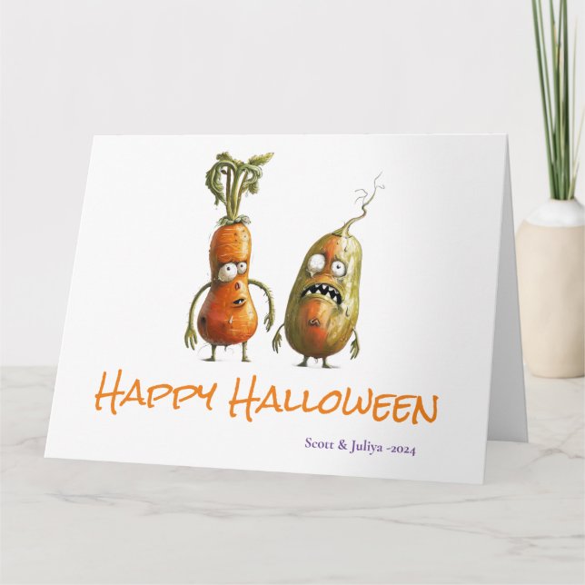 Zombie veggie Halloween hälsning Kort (Framsida)