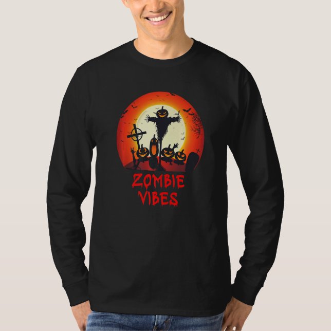 Zombie Vibes Moonlit Graveyard  Scary Kids Boys Ad T Shirt (Framsida)