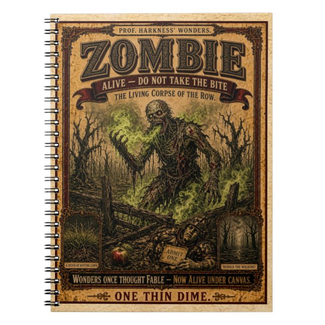 Zombie, Vintage cirkusmonster Anteckningsbok (Framsidan)