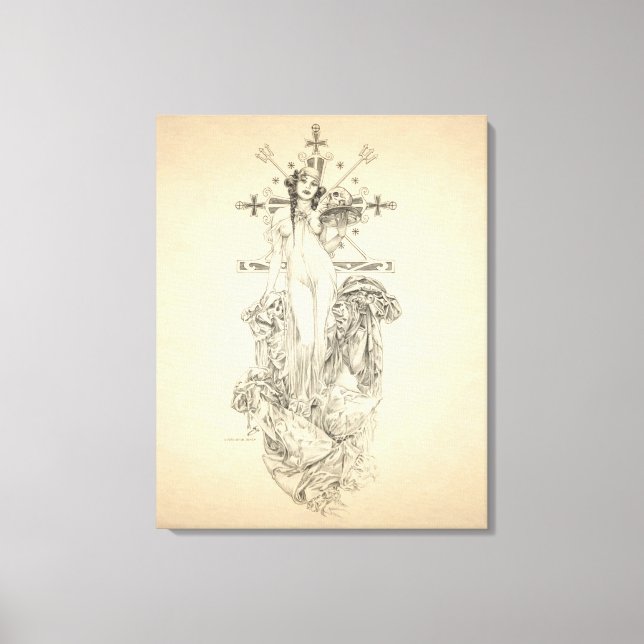 Zombie Voodoo Priestess Art nouveau Canvastryck (Framsida)