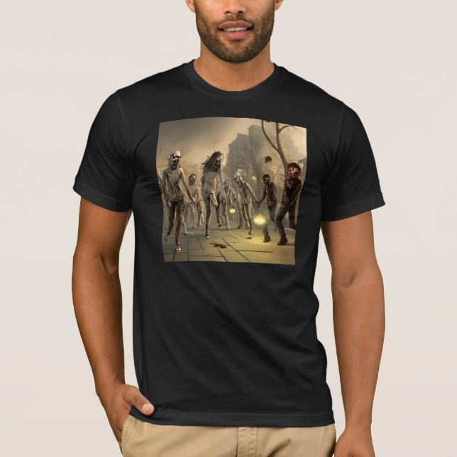 Zombie Walking Dead Horde Halloween T Shirt (Framsida)