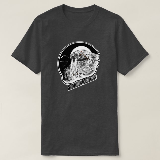 Zombie Walrus BW T Shirt (Design framsida)