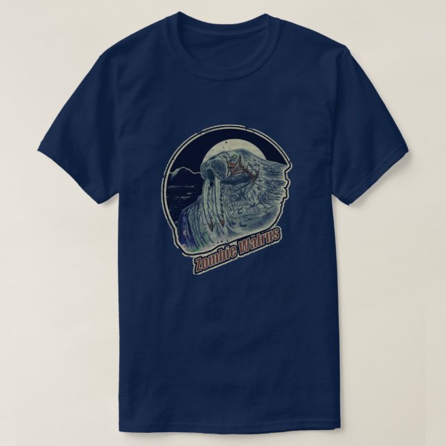 Zombie Walrus Original-Retro Distress-utseende T Shirt (Design framsida)