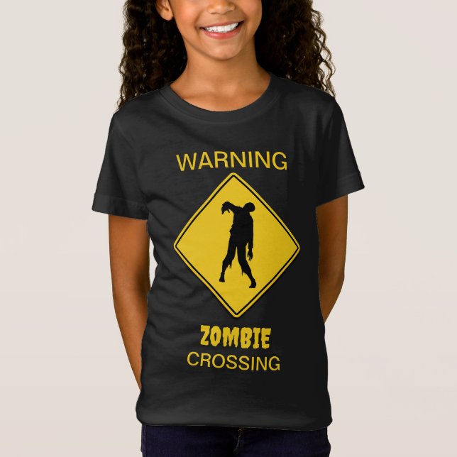 Zombie Warning Halloween T Shirt (Framsida)