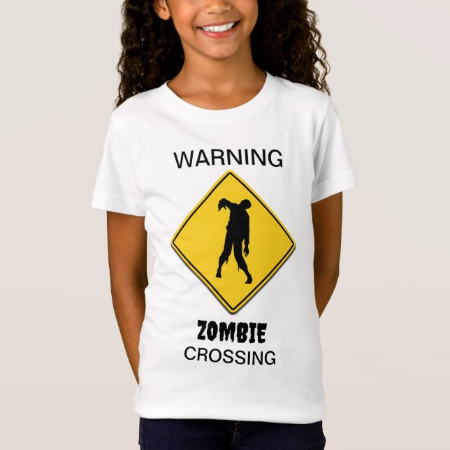 Zombie Warning Halloween T Shirt (Framsida)