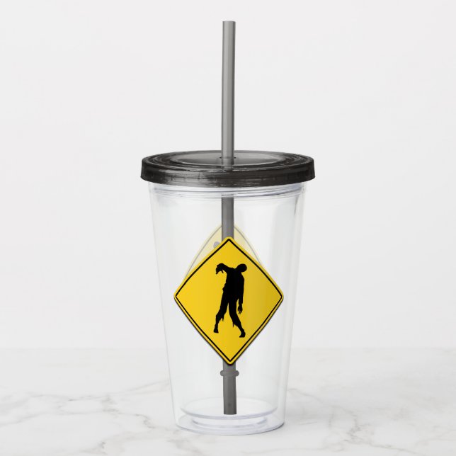 Zombie Warning Halloween Take Away Mugg (Framsida)