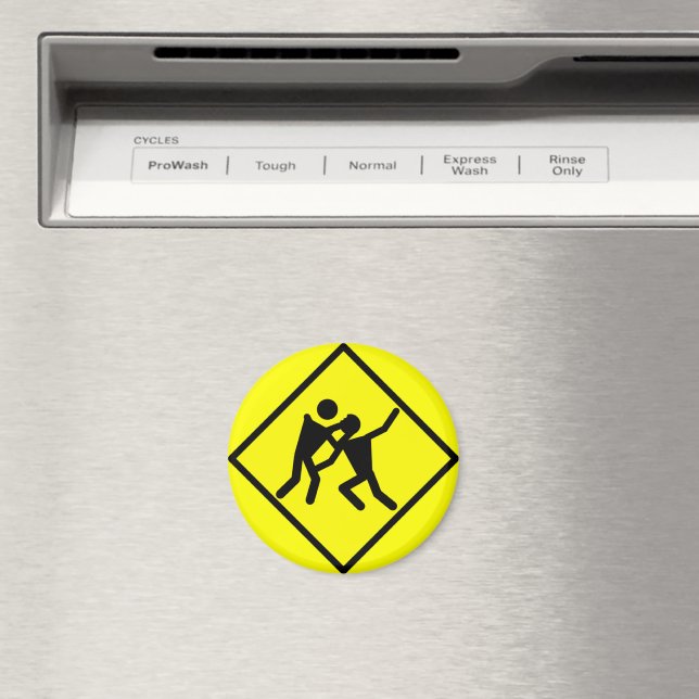 Zombie Warning Road Sign Magnet (In Situ (Dishwasher))