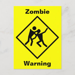 Zombie Warning Road Sign Vykort