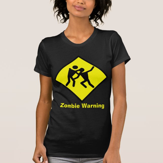Zombie Warning Road - skylt T Shirt (Framsida)