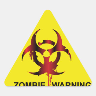 Zombie Warning Triangelformat Klistermärke