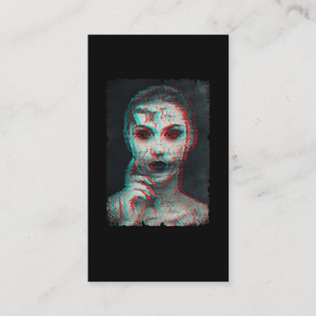 Zombie Woman Creepy Girl Djävulen Visitkort (Framsida)