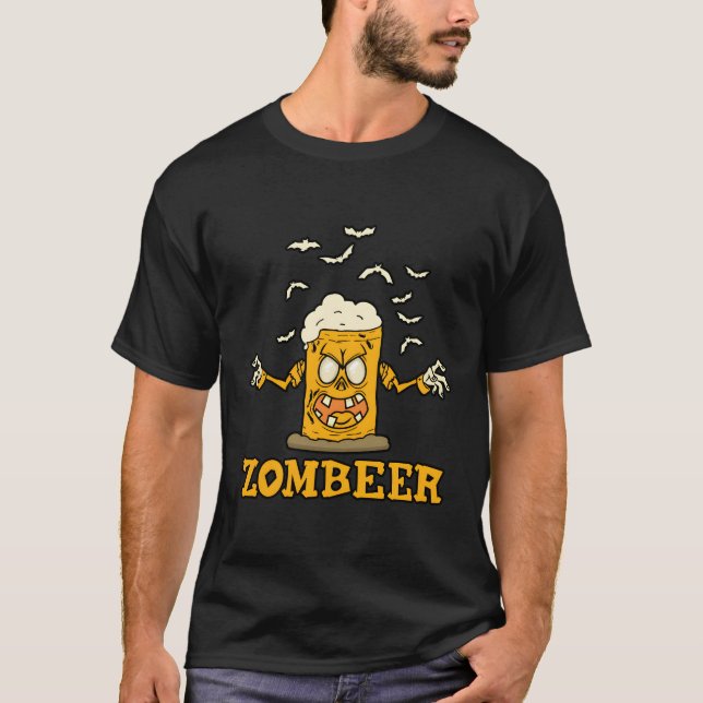 Zombie Zombie Beer Halloween T Shirt (Framsida)