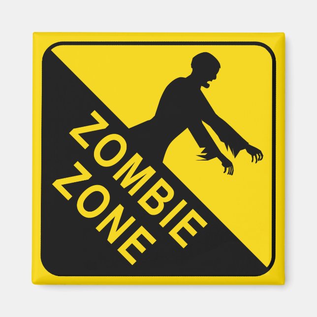 Zombie Zon Gult och Black Warning Magnet (Framsidan)