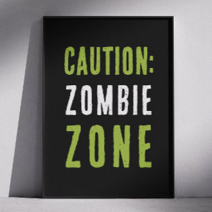Zombie Zon varningsskylt Halloween fest Poster