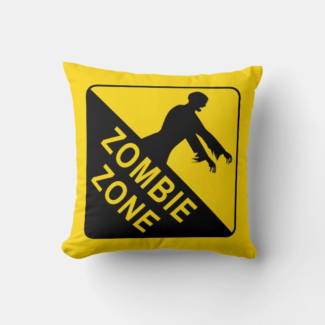 Zombie Zon, varningsskylt Kudde (Framsida)