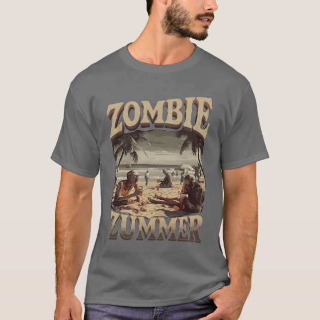 Zombie Zummer Beach Vibes med Odöda Friends fami T Shirt (Framsida)