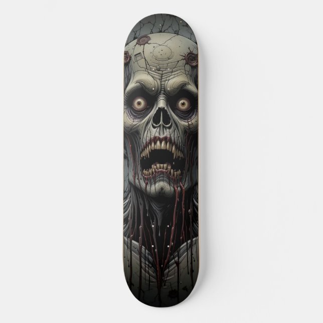 Zombieansikte Mini Skateboard Bräda 18,5 Cm (Framsida)