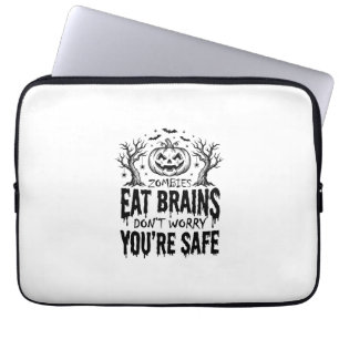 Zombieätare Hjärnor Rolig Halloween Vektordesign_1 Laptop Fodral