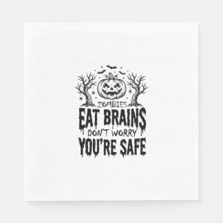Zombieätare Hjärnor Rolig Halloween Vektordesign_1 Pappersservett