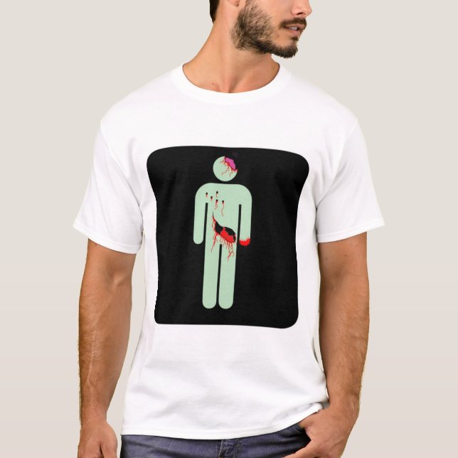 Zombiebadrummen undertecknar svart man tshirt tee shirt (Framsida)