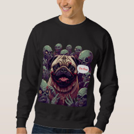 "Zombiebett Pug Halloween-tröja –  Jag mår bra. Lång Ärmad Tröja