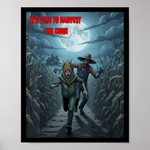 Zombiebonde Kuslig Skörd Av Majs Med Y Bondgårdssc Poster