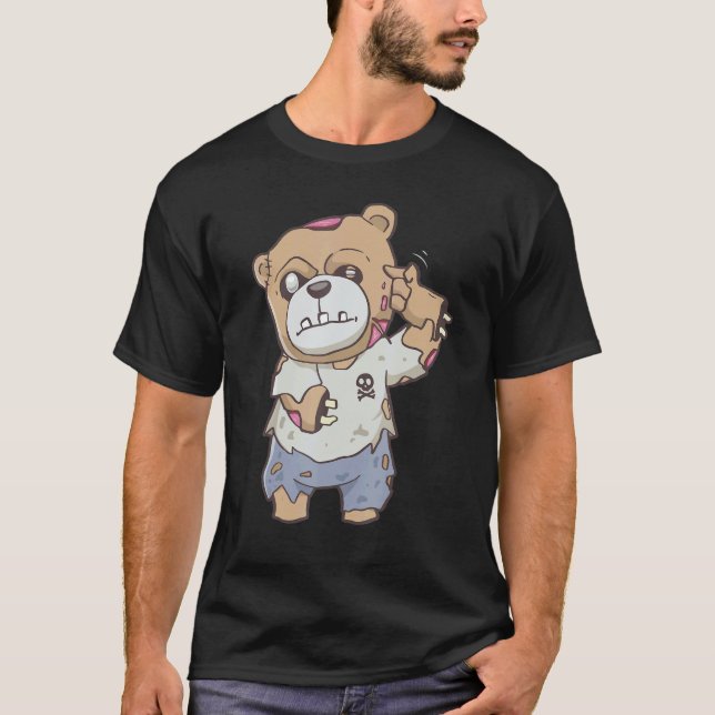 Zombiecore Aesthetic Zombie Bear Pastel Goth Creep T Shirt (Framsida)