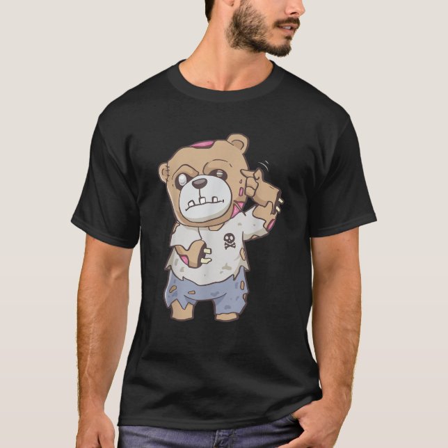 Zombiecore Aesthetic Zombie Bear Pastel Goth Creep T Shirt (Framsida)