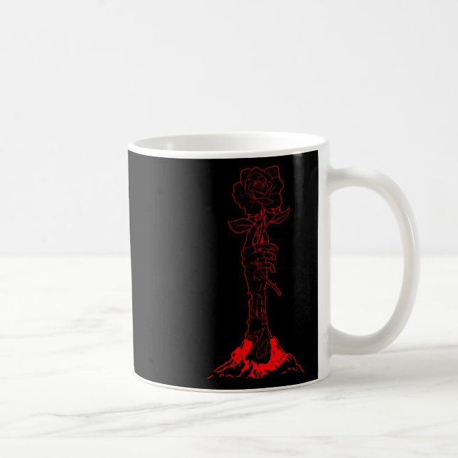 Zombiecore Aesthetic Zombie Hand Röd ros Skeleton Kaffemugg (Höger)