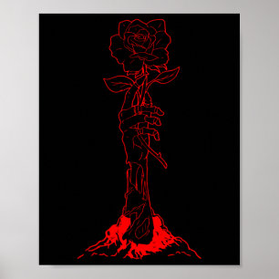 Zombiecore Aesthetic Zombie Hand Röd ros Skeleton Poster