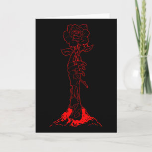 Zombiecore Estetik Zombie Hand Röd Ros Skelett Kort