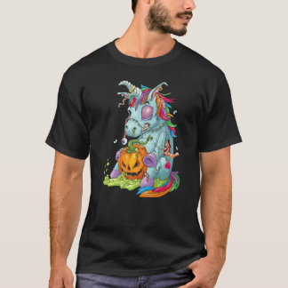 Zombiecorn Zombie Enhörning Halloween Kostym Pumpa T Shirt