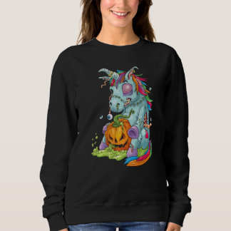 Zombiecorn Zombie Enhörning Halloween Kostym Pumpk T Shirt