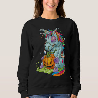 Zombiecorn Zombie Enhörning Halloween Kostym Pumpk T Shirt