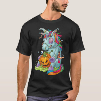 Zombiecorn Zombie Enhörning Halloween Kostym Pumpk T Shirt
