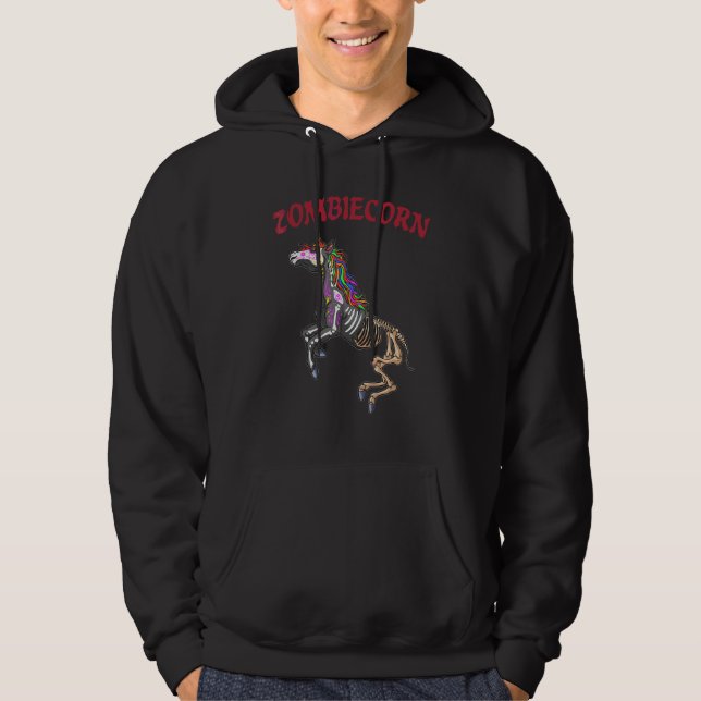 Zombiecorn Zombie Enhörning Halloween Kostym Regnb Hoodie (Framsida)