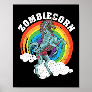 Zombiecorn Zombie Unicorn Älskare Halloween Animal Poster