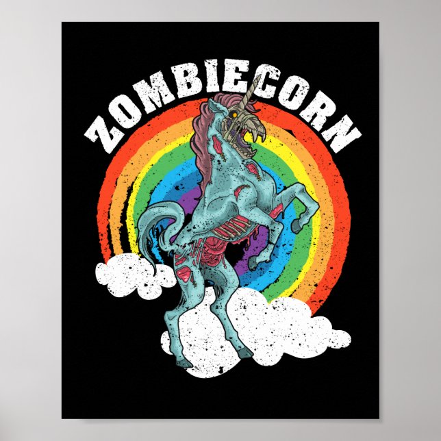 Zombiecorn Zombie Unicorn Älskare Halloween Animal Poster (Framsidan)