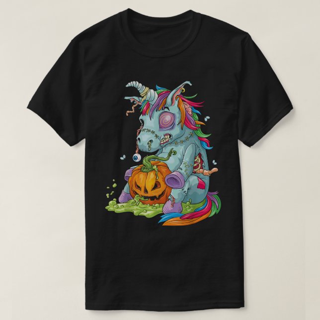 Zombiecorn Zombie Unicorn Halloween Costume Pumpki T Shirt (Design framsida)
