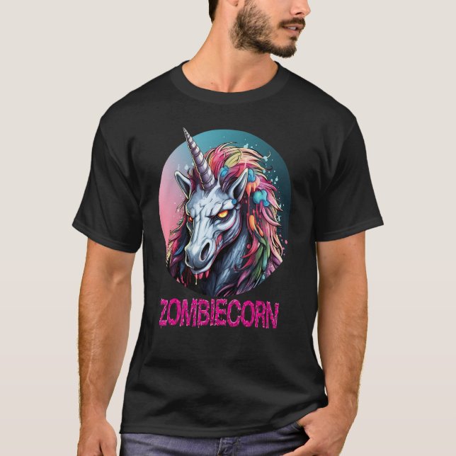 Zombiecorn Zombie Unicorn I Kärlek Brainbows Punk  T Shirt (Framsida)