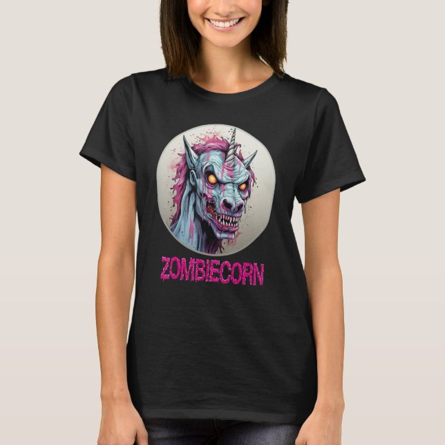 Zombiecorn Zombie Unicorn I Kärlek Brainbows Punk  T Shirt (Framsida)