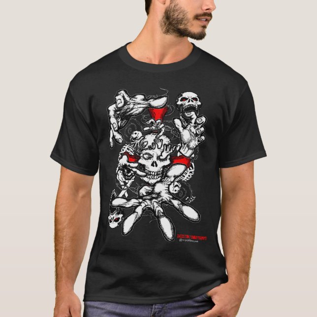 Zombiedöskallar- & händerskjorta tee shirt (Framsida)