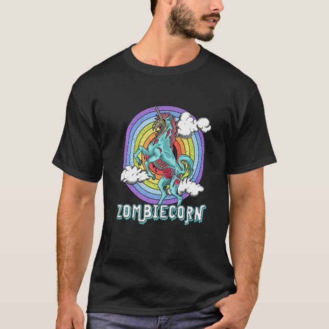 Zombieenhörning Zombie Enhörning Regnbåge Skräckli T Shirt (Framsida)