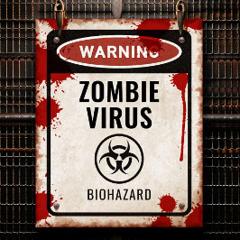 Zombiefestskylt med blod & biofarosymbol poster