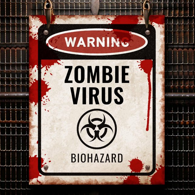 Zombiefestskylt med blod & biofarosymbol poster (Skapare uppladdad)
