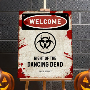 Zombiefestskylt med blod & biologiskt fara-symbol poster