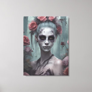 Zombieflicka i rosorna canvastryck