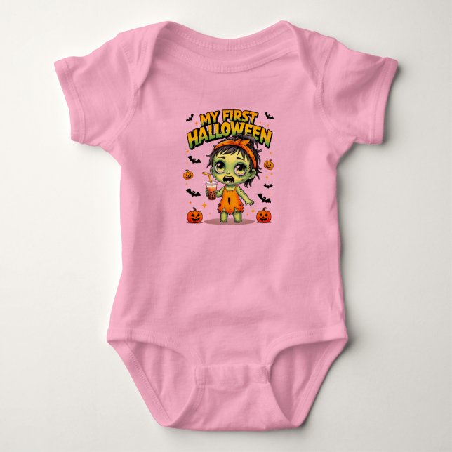 Zombieflicka Min första Halloween T Shirt (Framsida)