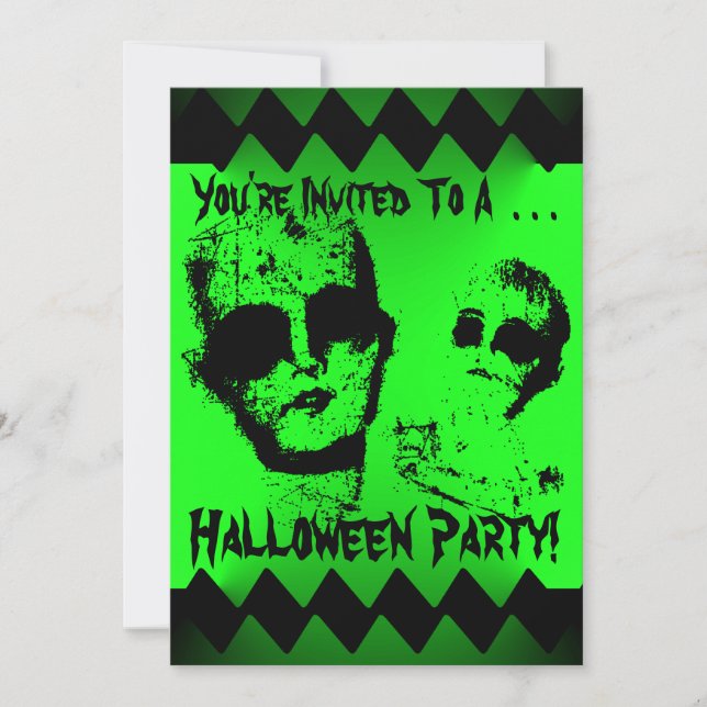 Zombiehalloween festinbjudan inbjudningar (Framsida)